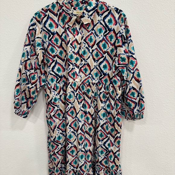 Anthropologie Maeve The Bettina Tiered Cotton Midi Dress Size Small Multi Color - Picture 4 of 13